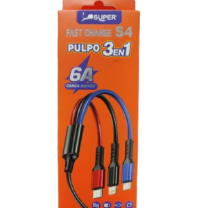 Cable Multiusos Pulpo 3 En 1 Super 6A S4 Remallado Trenzado Reforzado Dizoyin