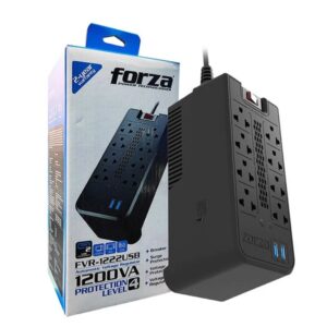 ESTABILIZADOR 1200VA(600W) FORZA FVR-1222USB 8-Tomas 2pt-USB Proteccion inteligente frente