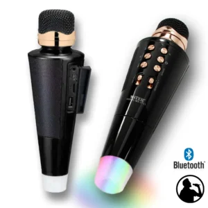 Micrófono de Karaoke Inalámbrico Bluetooth con Luz RGB, Altavoz de Micrófono de Karaoke de