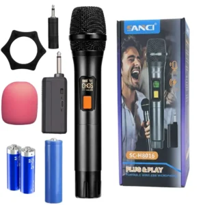 Microfono Dinamico Inalambrico para Parlantes Karaoke Eventos Conferencias Receptor SANCI