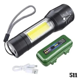 mini linterna LED COB+ZOOM aleación de aluminio exterior USB recargable telescópico linter