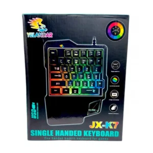Teclado Gamer de una Mano, Yelandar JX-K7, 35 Teclas LED RGB ergonómico